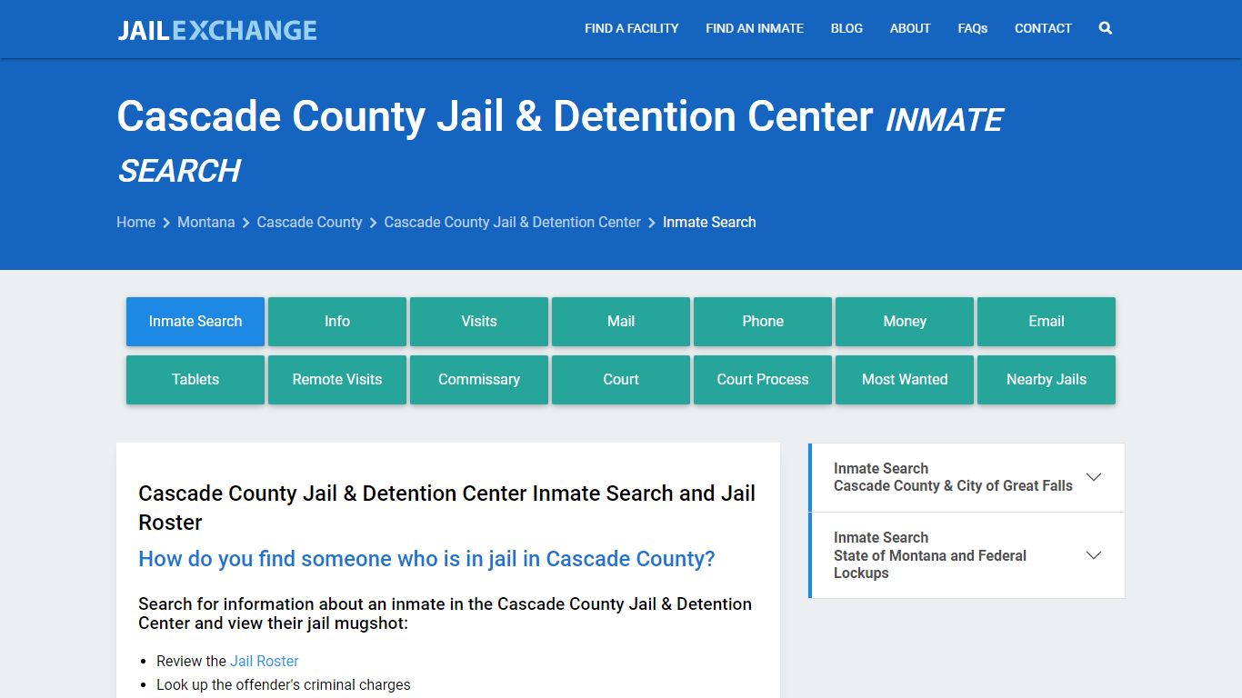 Cascade County Jail & Detention Center Inmate Search